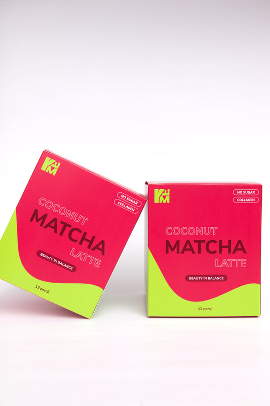 Coconut matcha latte z kolagenem – zestaw 2 duże opakowania 528g