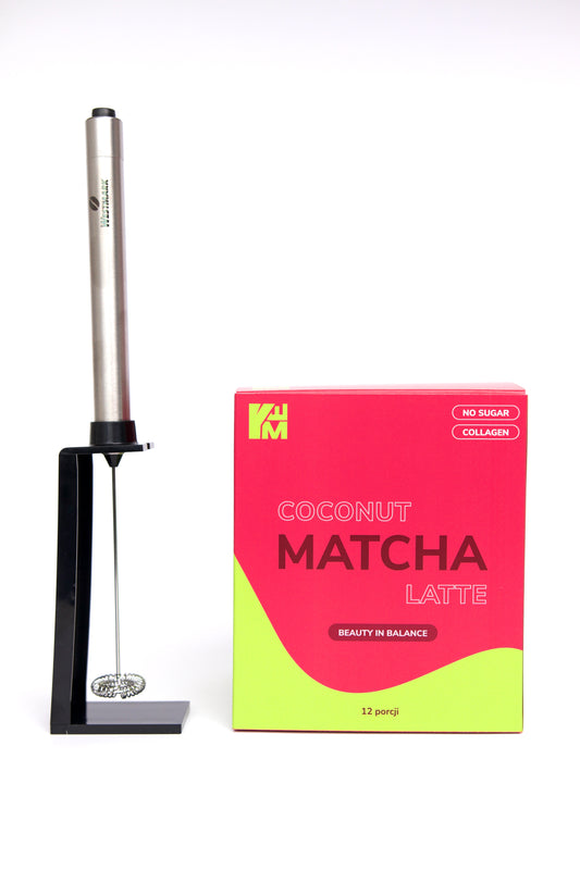Zestaw spieniacz + coconut matcha latte 264g